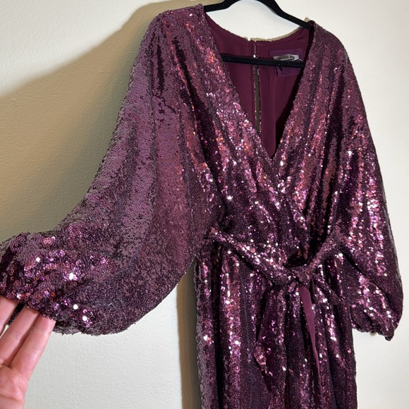 Anthropologie Lisabette Sequined Mini Dress Purple L - Picture 8 of 13